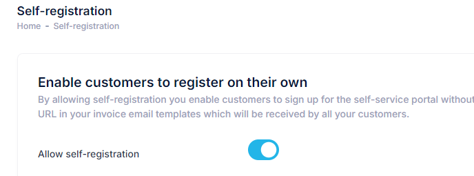 Screenshot of the Registration page